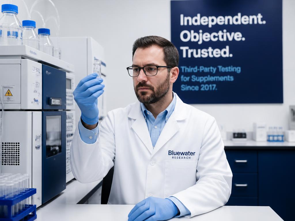 Independent laboratory technician testing a supplement sample for verified sterol content